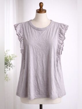 Pilcro by Anthropologie Lavender Lace Sleeve Tank Top